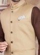 Brown And Cream Color Nehru Jacket Suit